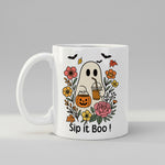 Halloween Ghost Coffee mug, front view on white background