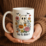 Halloween Ghost Coffee mug from a side angle
