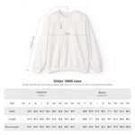 Size chart for the My Comfort Place Personalized Couple sweatshirt