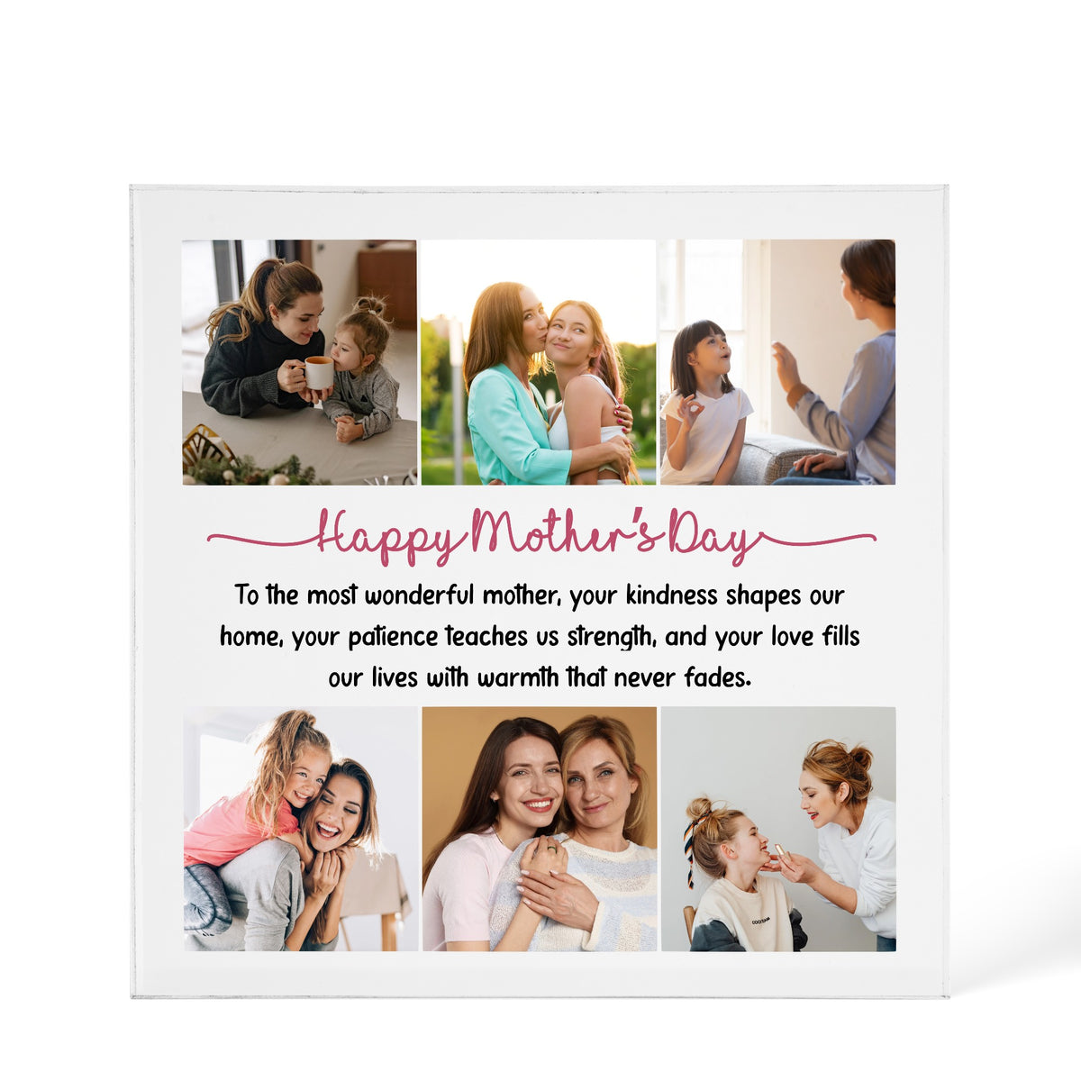Personalised 6 design shown as a 6x6 acrylic block version