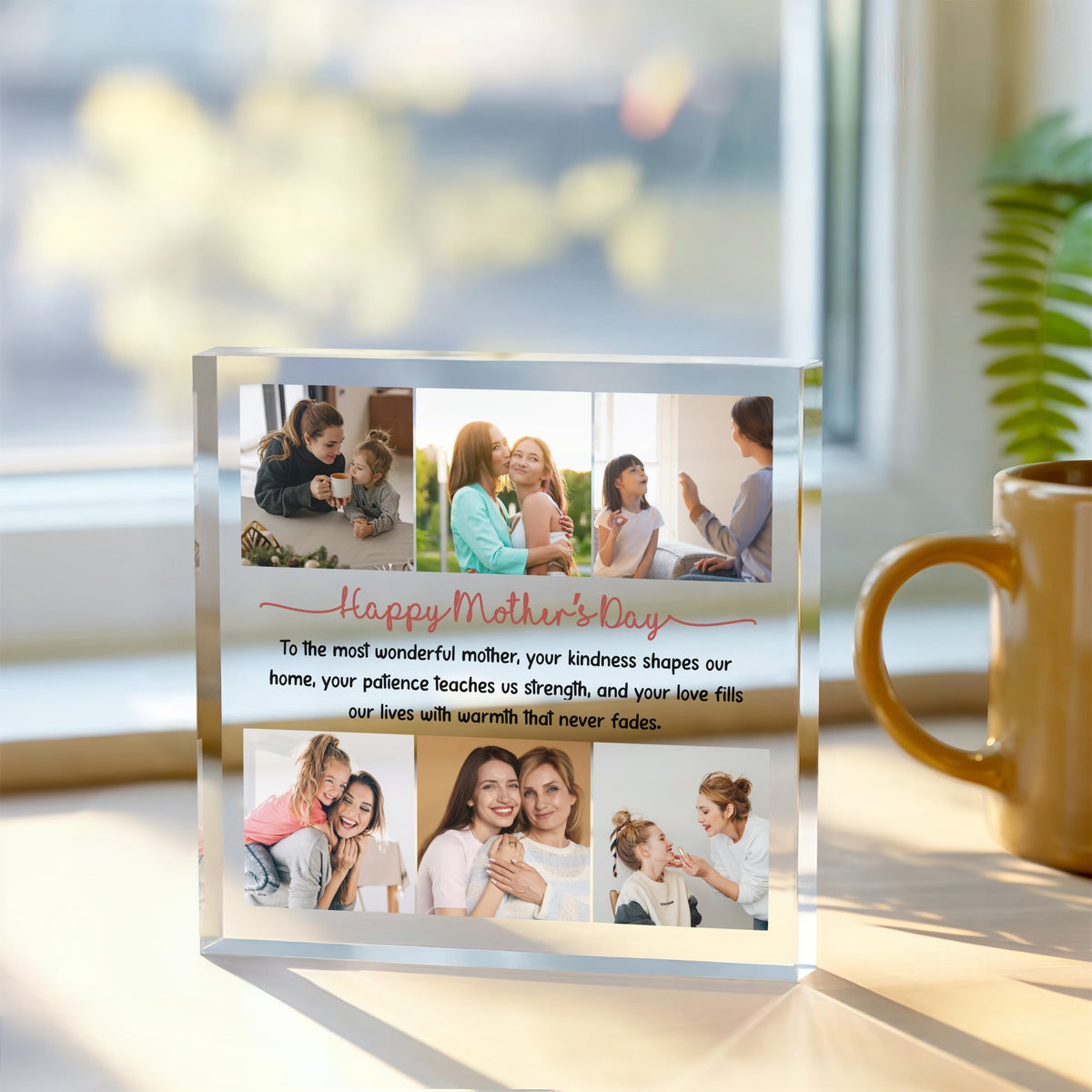 Personalised 6 plaque, front view on white background