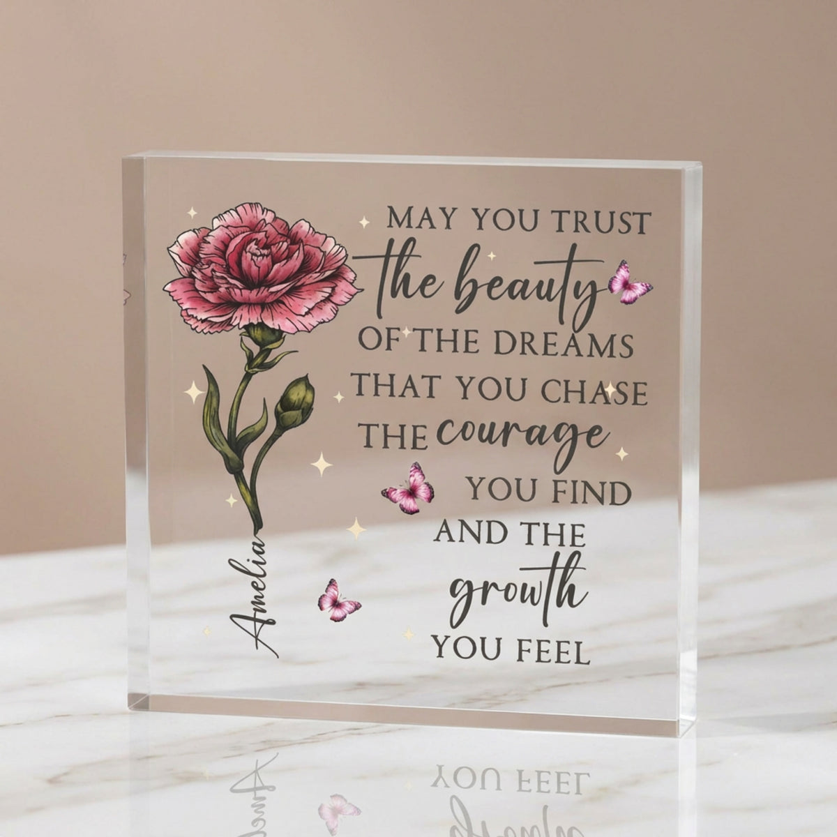 Personalised Acrylic Name plaque from a side angle
