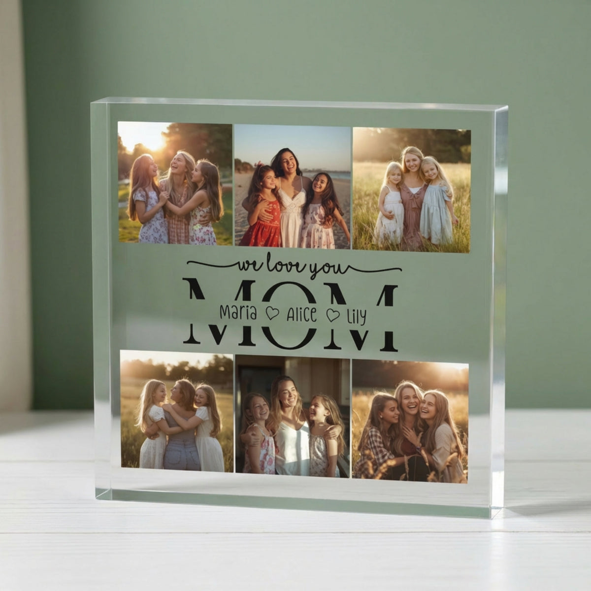 Personalised Acrylic Photo Plaque for Mom plaque in close-up detail