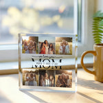 Personalised Acrylic Photo Plaque for Mom plaque, front view on white background
