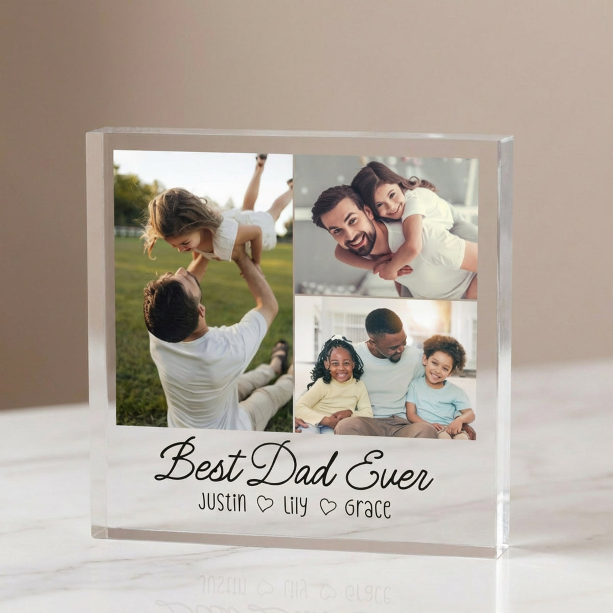 Personalised Acrylic Photo Plaque for Dad plaque in close-up detail