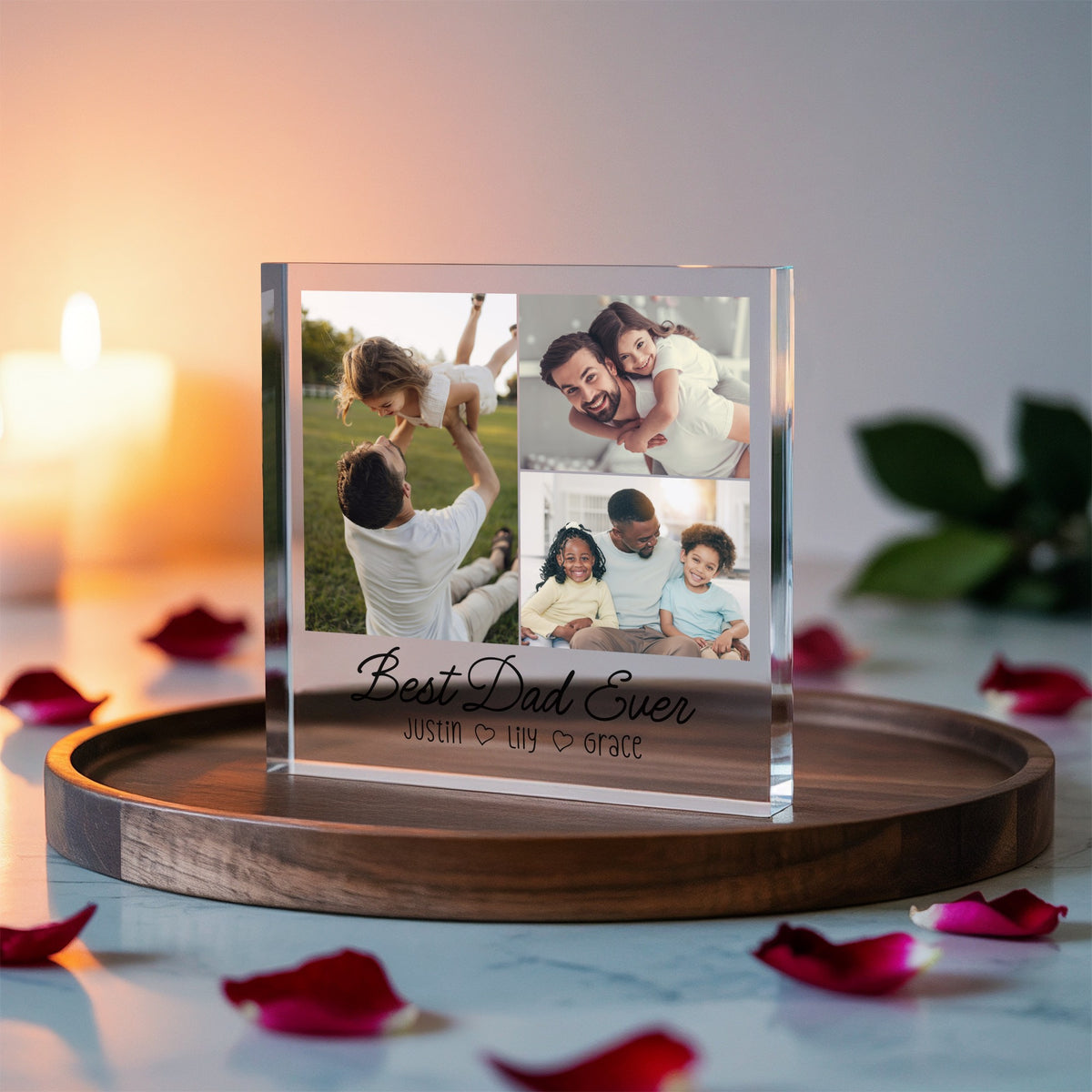 Personalised Acrylic Photo Plaque for Dad plaque held in hand