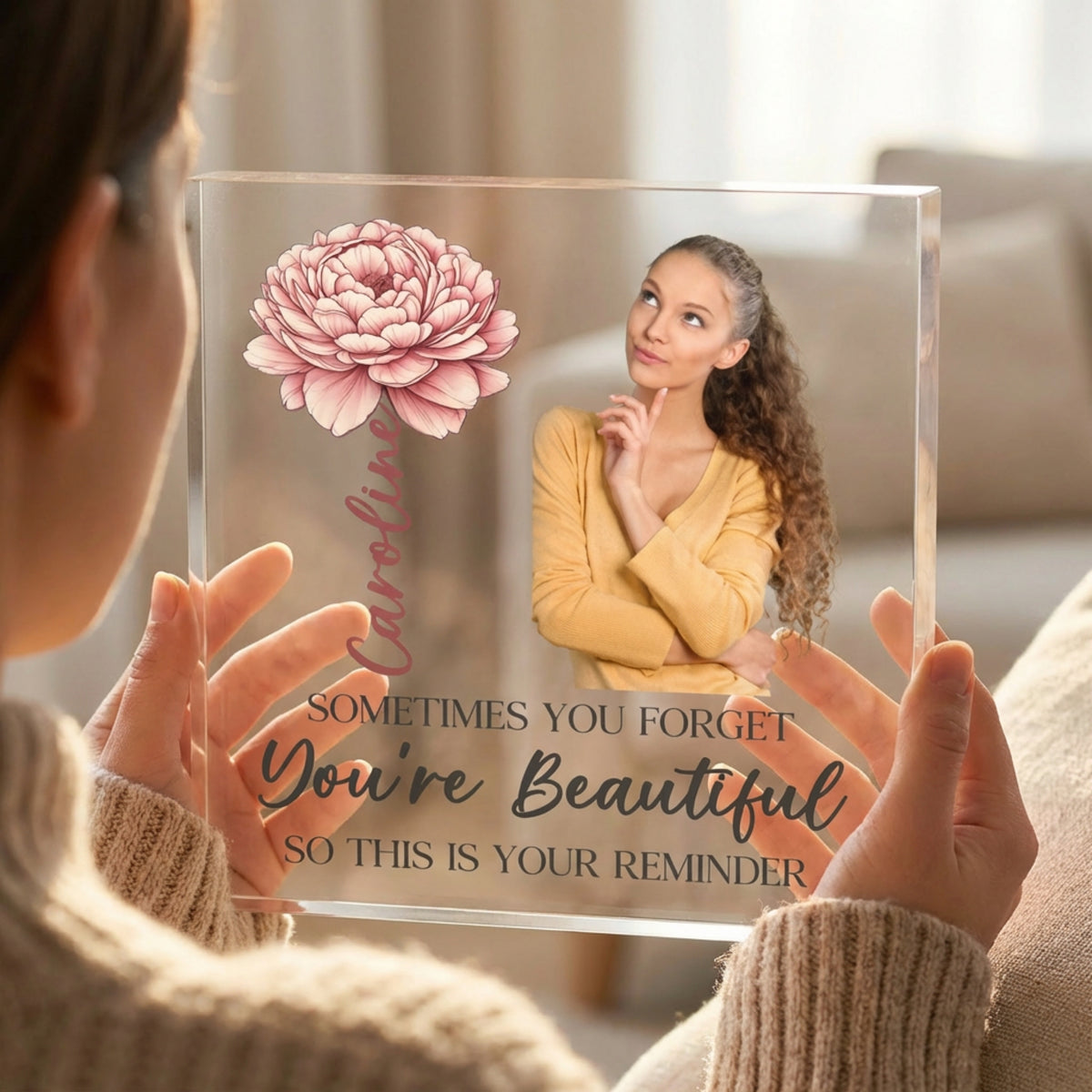 Personalised Acrylic Photo plaque held in hand
