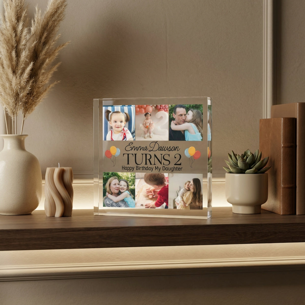 Personalised Acrylic plaque held in hand