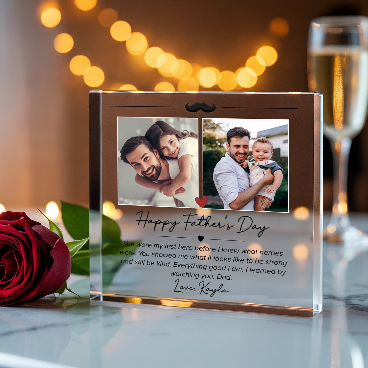 Personalised Acrylic Father's plaque held in hand