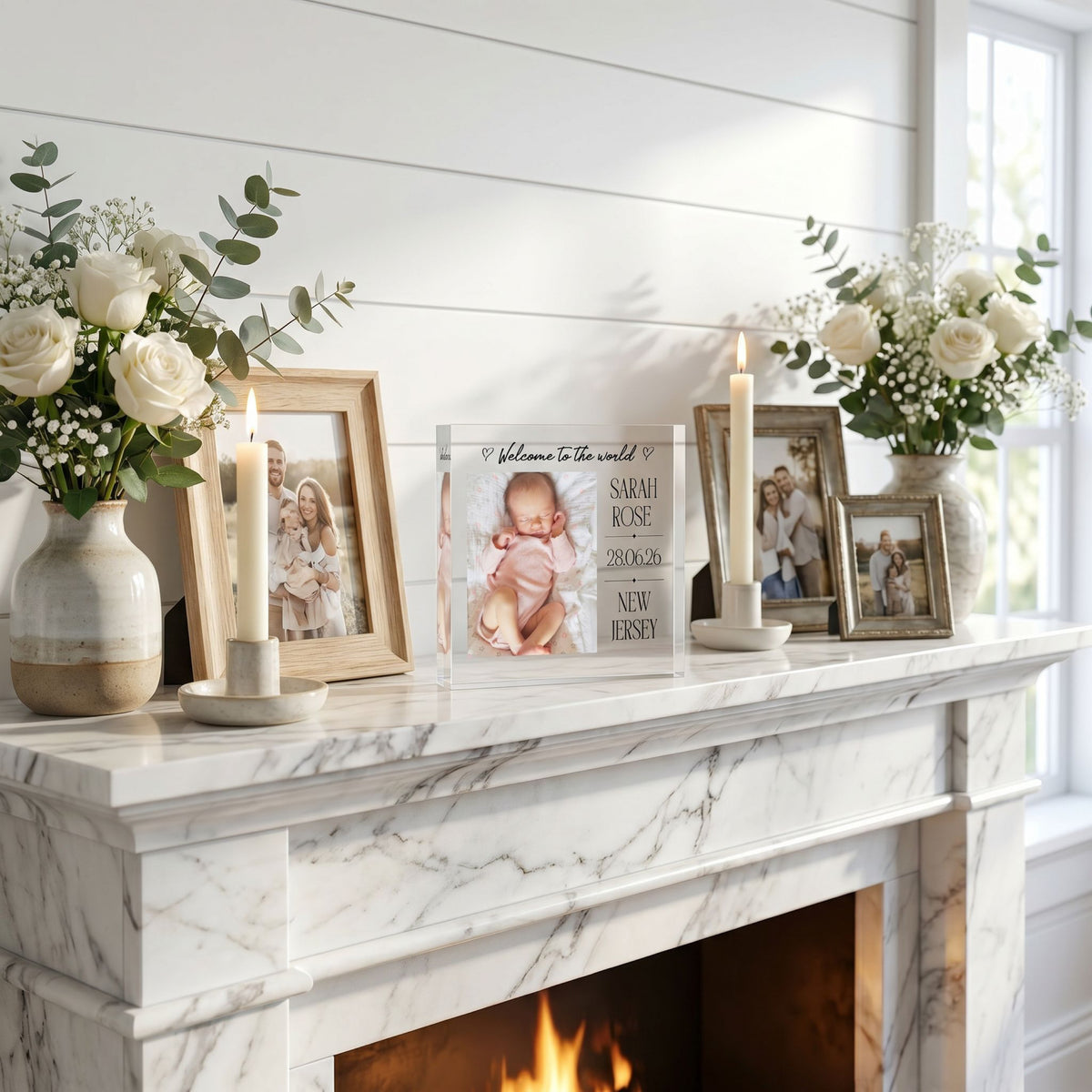 Personalised Baby Name Acrylic plaque in a lifestyle setting