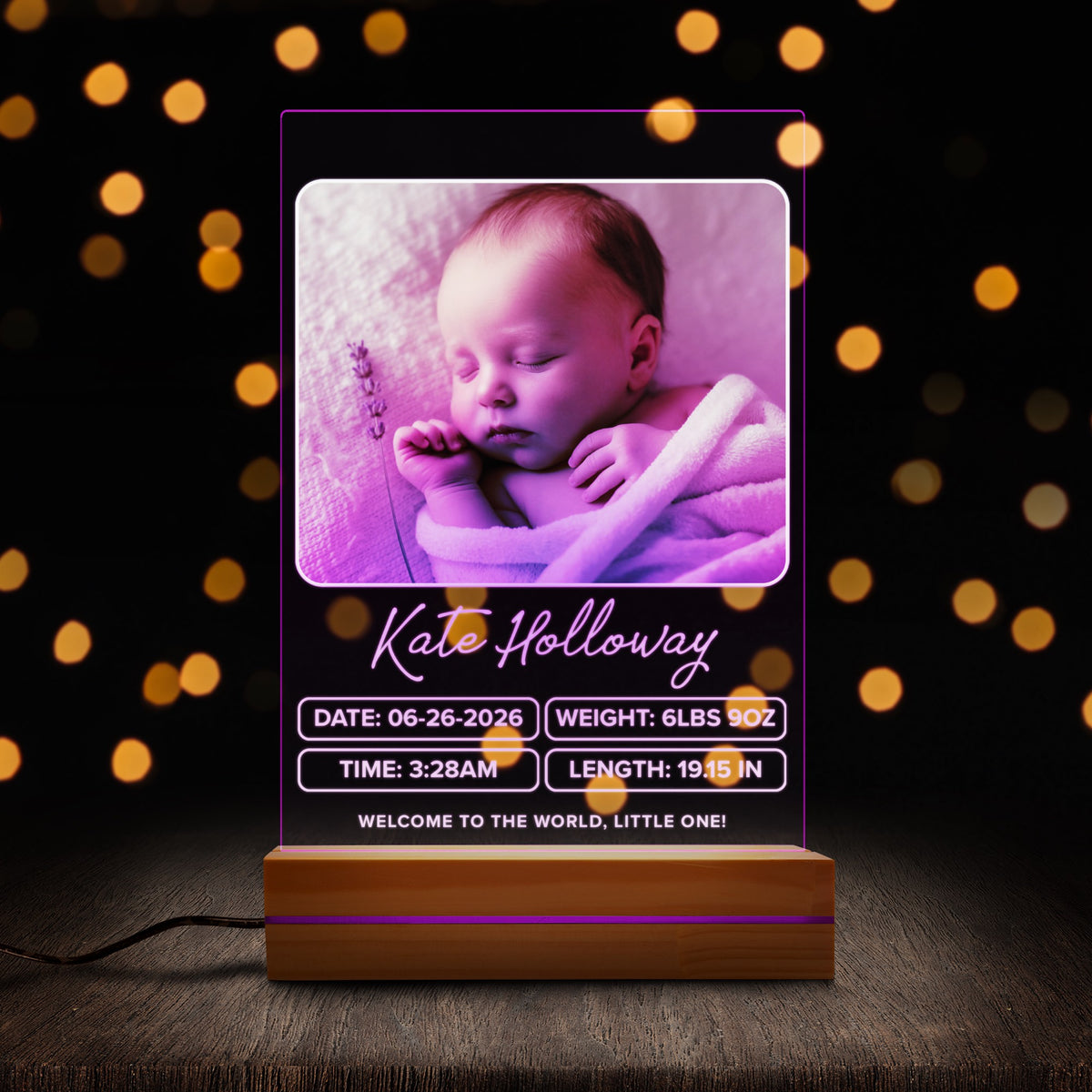 Personalised Baby night light held in hand