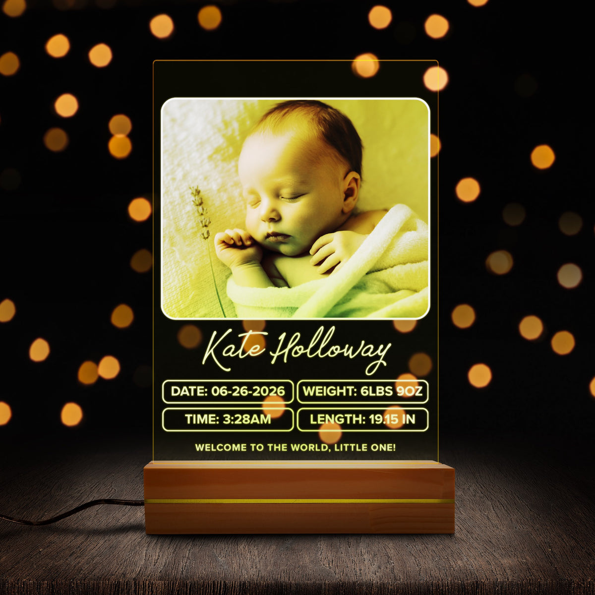 Personalised Baby night light in a lifestyle setting