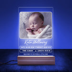 Personalised Baby night light styled on a table setting