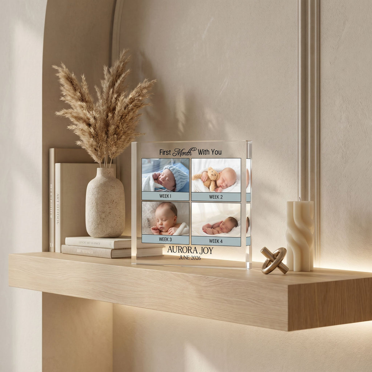 Personalised Baby Photo plaque held in hand