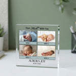 Personalised Baby Photo plaque from a side angle