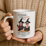 Personalised Best Friend Witch mug styled on a table setting