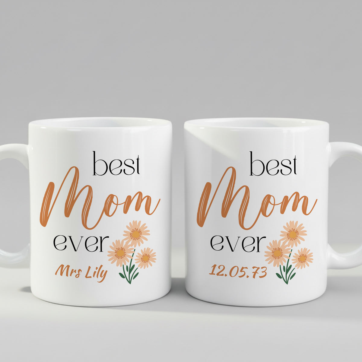 Personalised Best Mom Ever mug, front view on white background