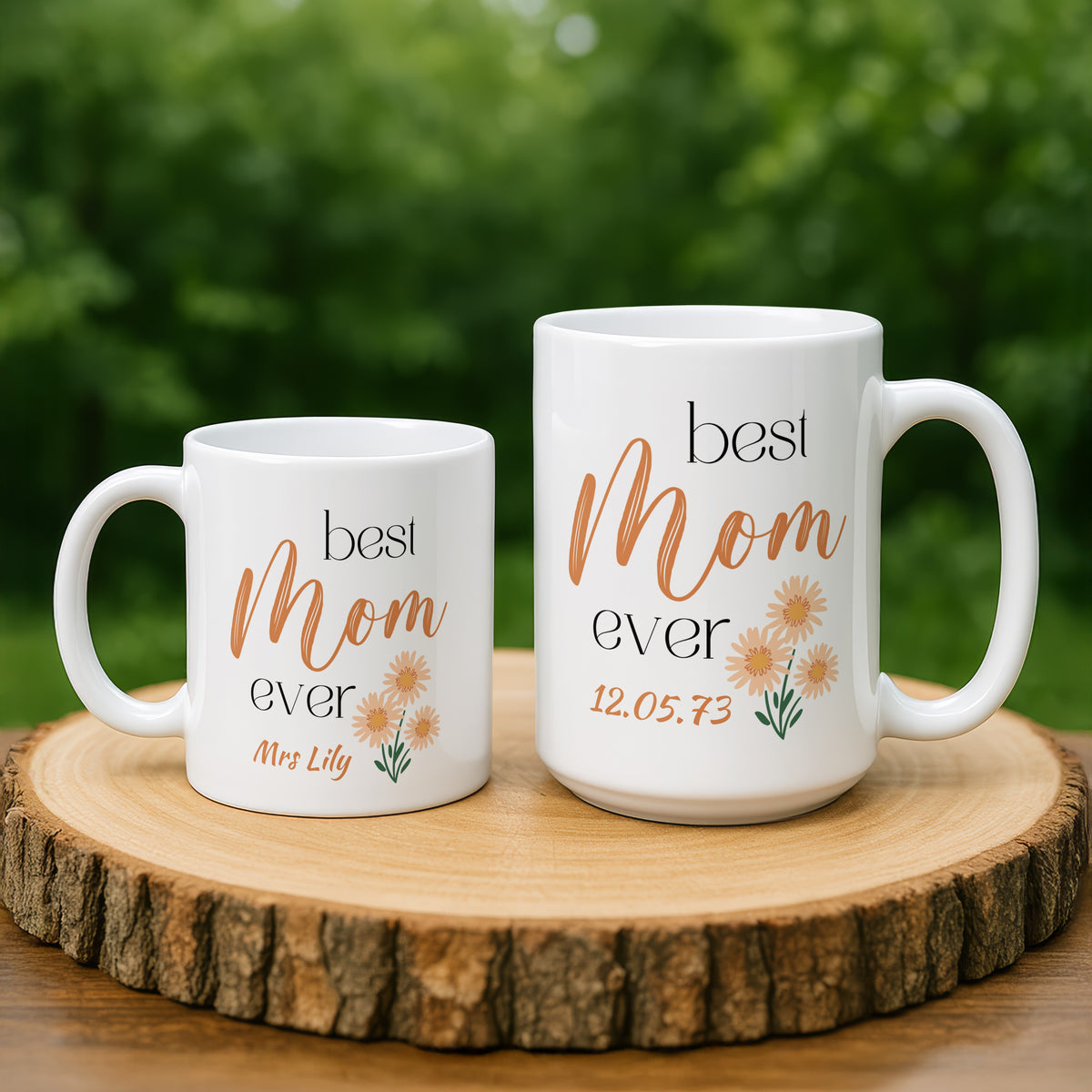 Personalised Best Mom Ever mug from a side angle