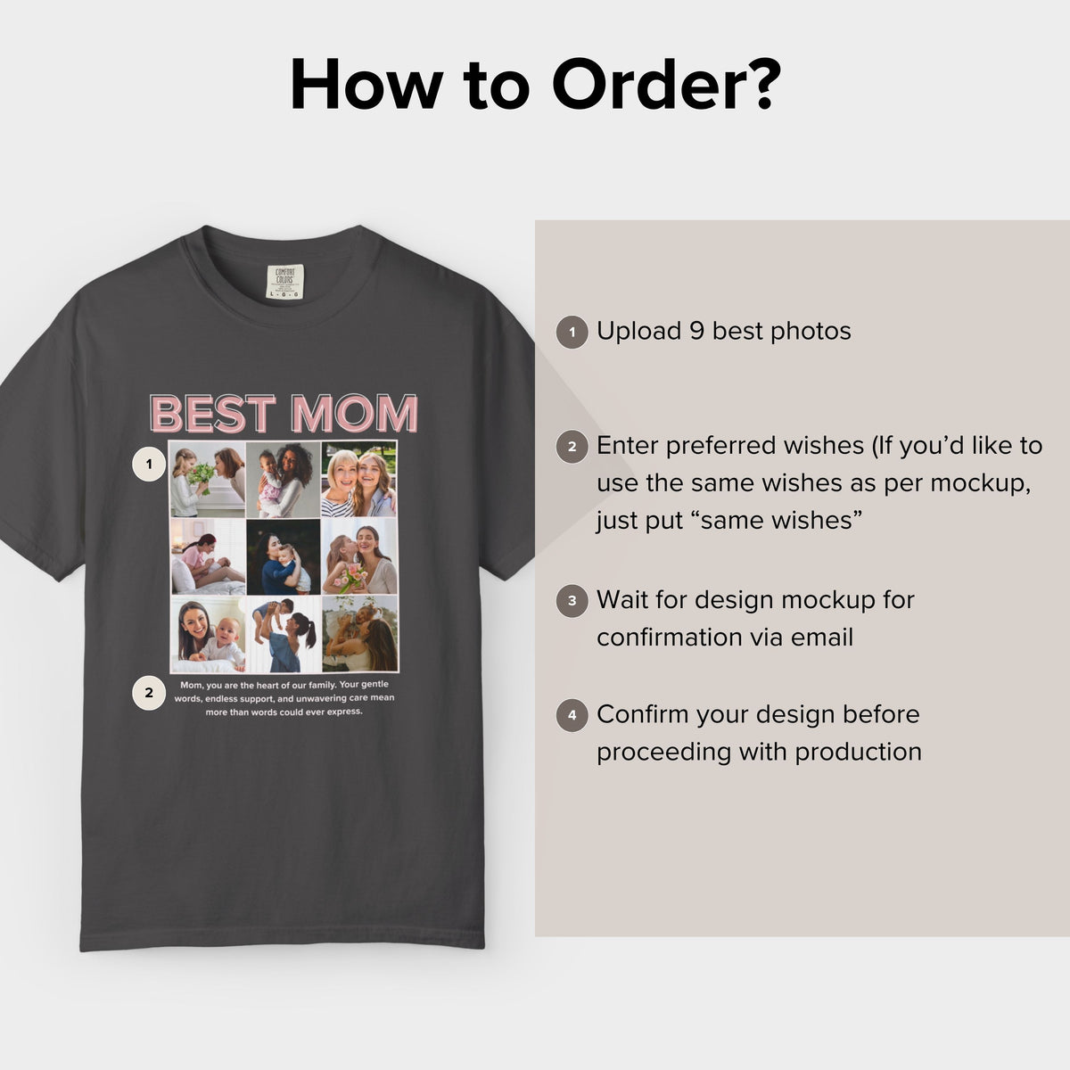 Personalised Best Mom Photo Collage Shirt shirt in close-up detail