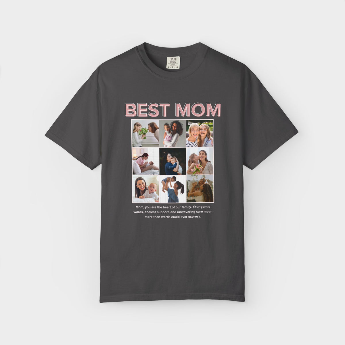 Personalised Best Mom Photo Collage Shirt shirt showing fabric texture up close