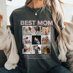 Personalised Best Mom Photo Collage Shirt shirt worn in a lifestyle setting