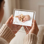 Personalised Birth Stats Acrylic plaque in close-up detail