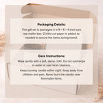 Packaging details for the Personalised Birthday Candle & Photo Slate gift set