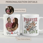 Personalised Cartoon Couple Anniversary Couple mug in close-up detail