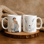 Personalised Cartoon Couple Photo Holding Hands mug held in hand