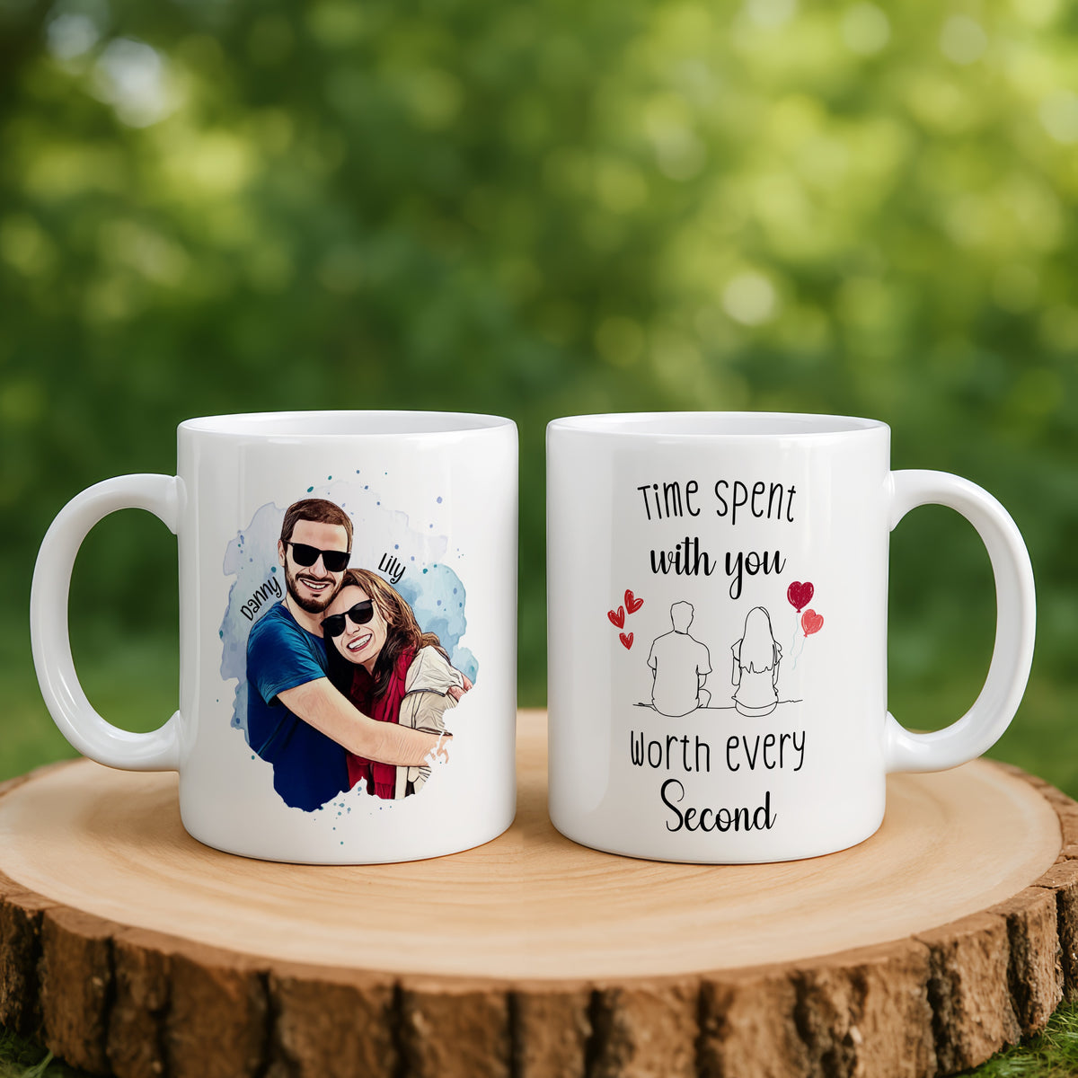 Personalised Cartoon Couple Couple mug held in hand