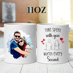 Personalised Cartoon Couple Couple mug in a lifestyle setting
