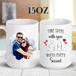 Personalised Cartoon Couple Couple mug styled on a table setting