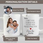 Personalised Cartoon Couple mug in close-up detail