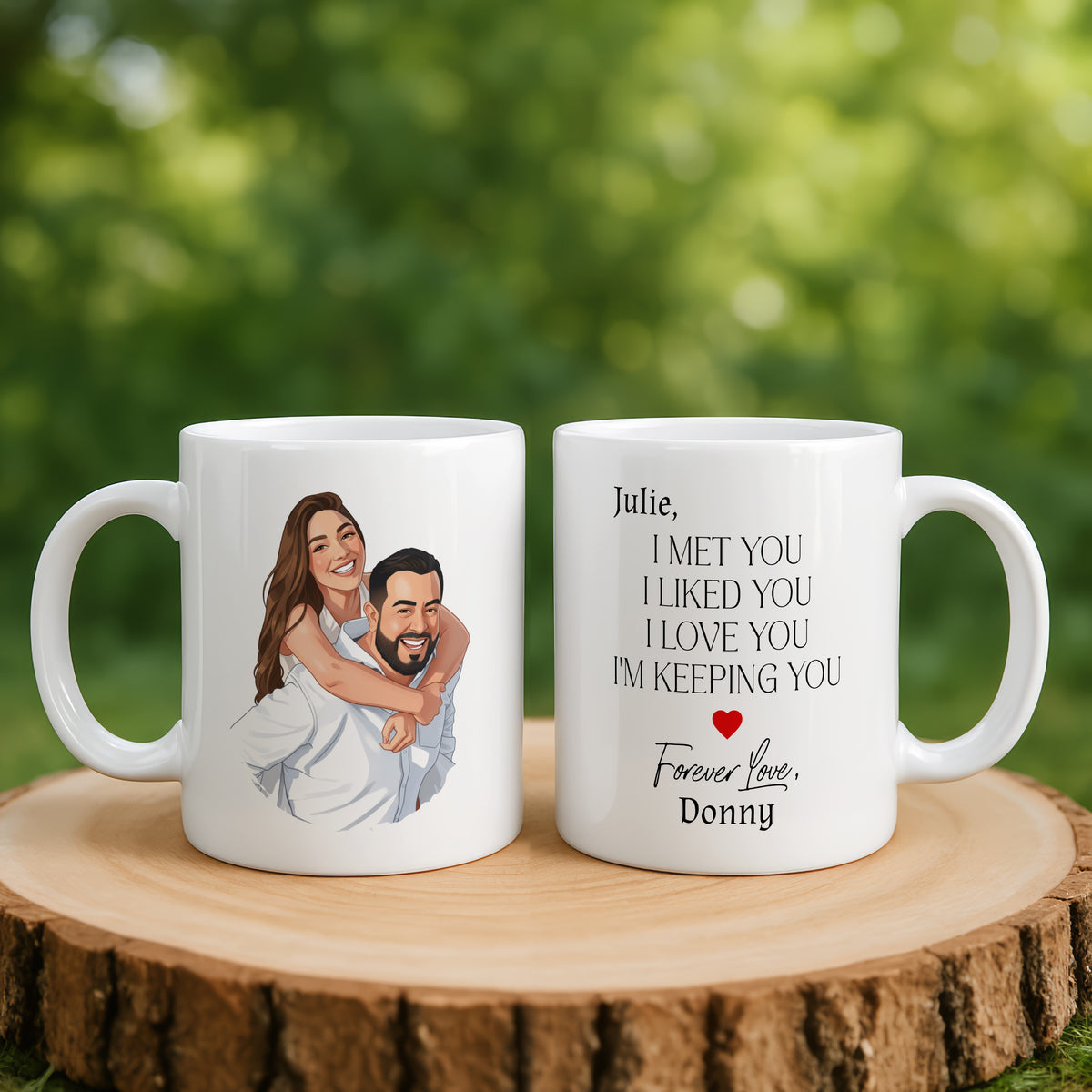 Personalised Cartoon Couple mug in a lifestyle setting