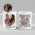 Personalised Cartoon Couple Anniversary Couple mug, front view on white background
