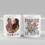 Personalised Cartoon Couple Anniversary Couple mug from a side angle