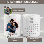 Personalisation guide for the Personalised Cartoon Couple Photo mug — name, photo and text fields