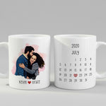 Personalised Cartoon Couple Photo mug from a side angle