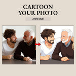 Before-and-after cartoon photo example for the Personalised Cartoon Mom mug (variant 2)
