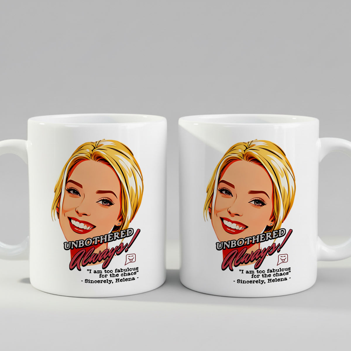 Personalised Cartoon mug in close-up detail