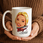 Personalised Cartoon mug from a side angle