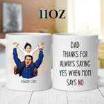Personalised Cartoon Photo Dad Father's mug held in hand