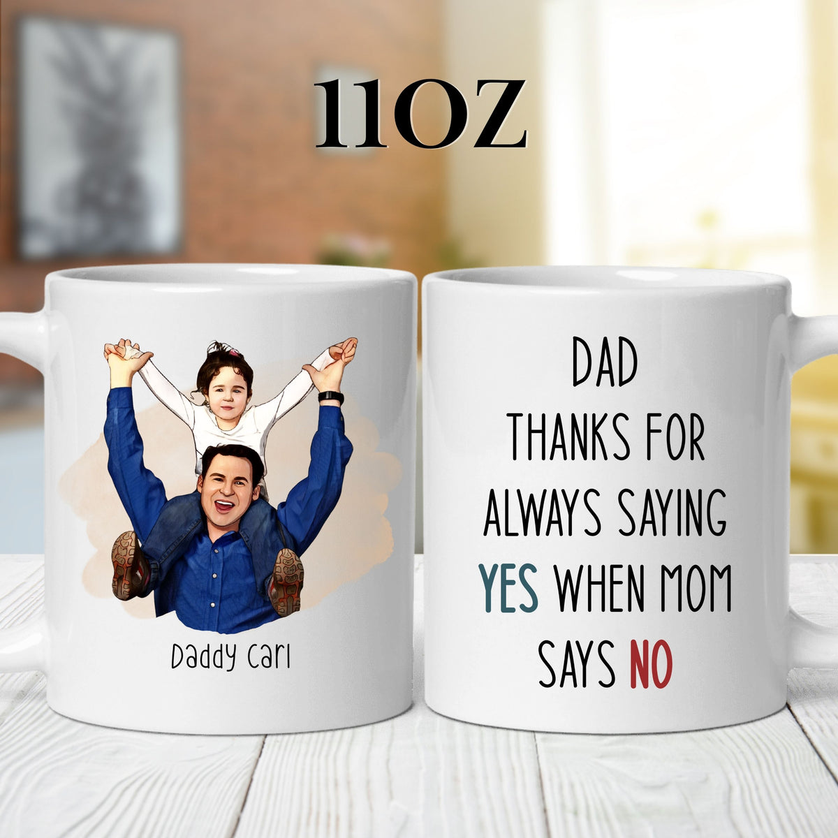 Personalised Cartoon Photo Dad Father's mug held in hand