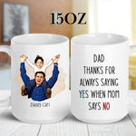 Personalised Cartoon Photo Dad Father's mug in a lifestyle setting
