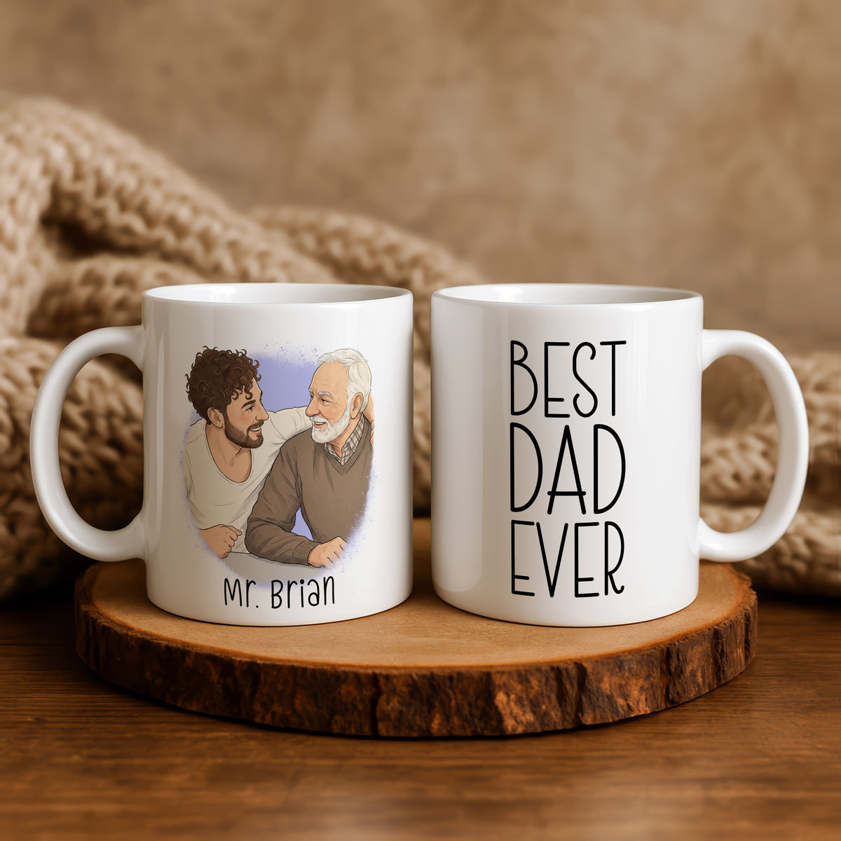 Personalised Cartoon Photo Mug for Dad mug held in hand
