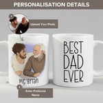 Personalisation guide for the Personalised Cartoon Photo Mug for Dad mug — name, photo and text fields