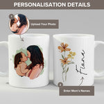Personalised Cartoon Photo Mug for Mom mug in close-up detail