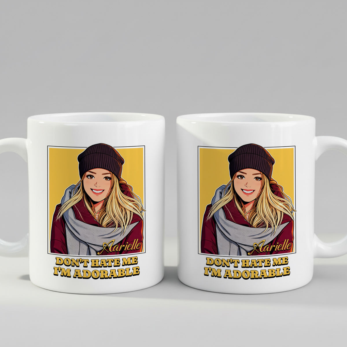 Personalised Cartoon Photo Funny mug in close-up detail