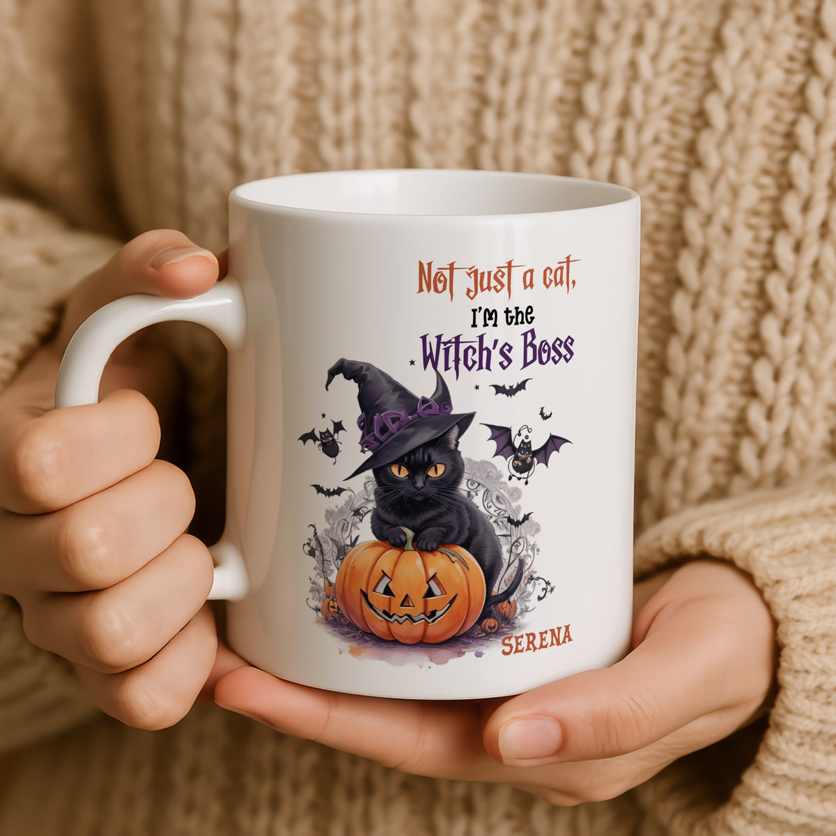 Personalised Cat mug in a lifestyle setting