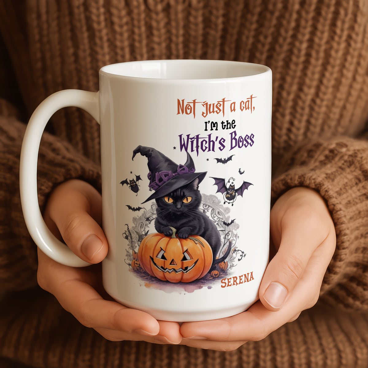 Personalised Cat mug from a side angle